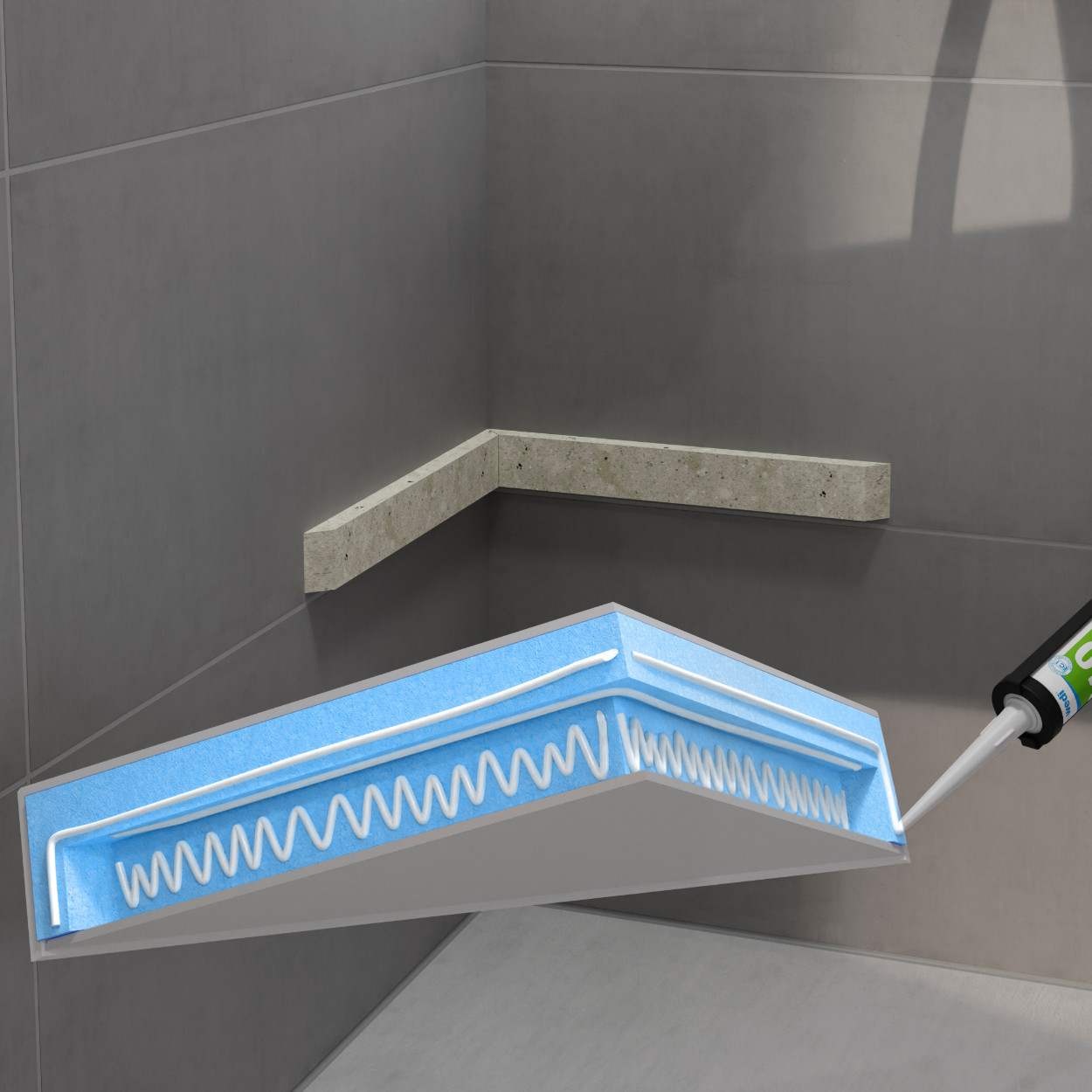 wedi Sanoasa Corner Shower Seat (wall-mounted)